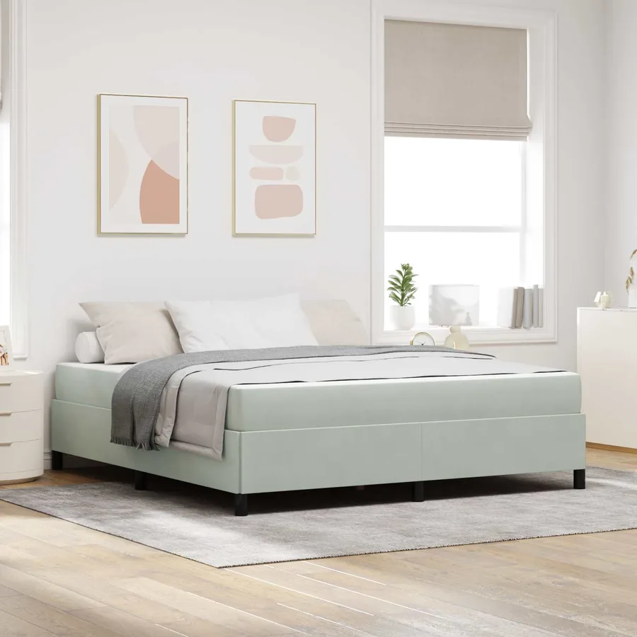 Cadre de lit avec matelas Gris clair 180 x 200 cm tissu