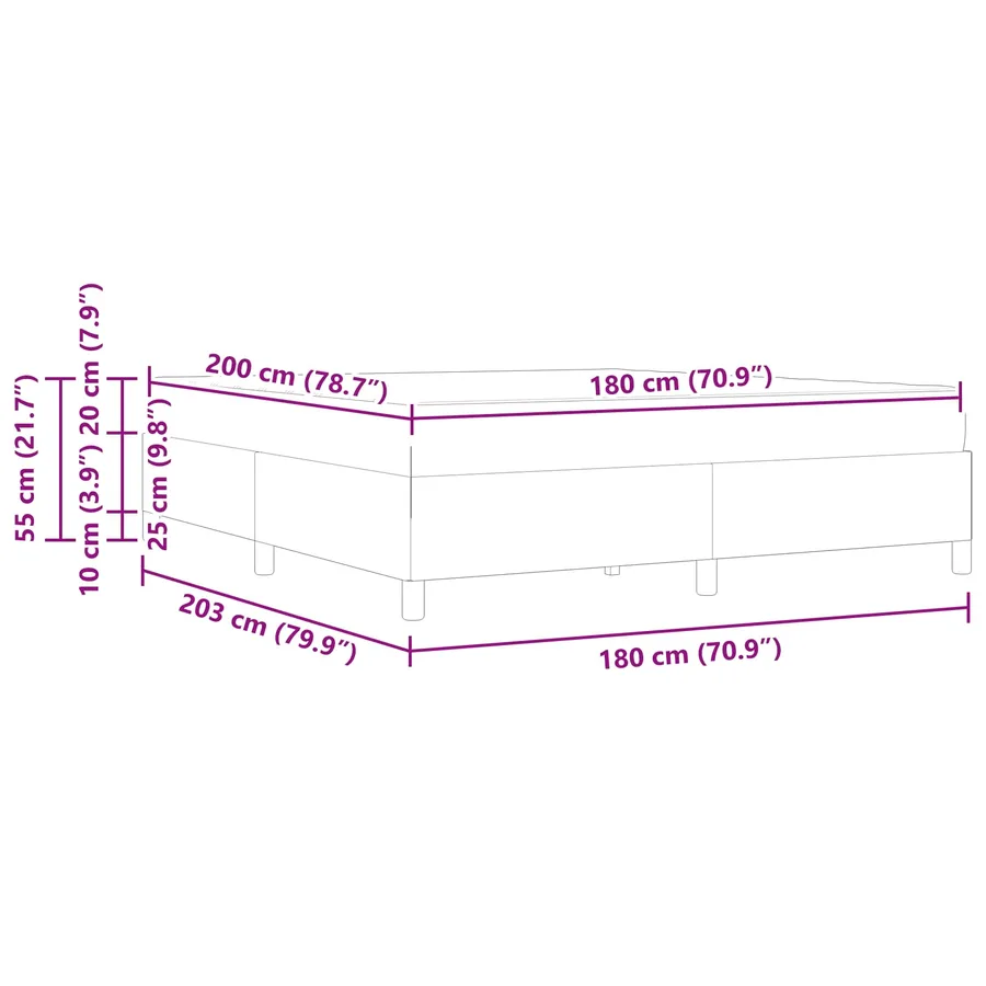 Cadre de lit avec matelas Gris clair 180 x 200 cm tissu - 13
