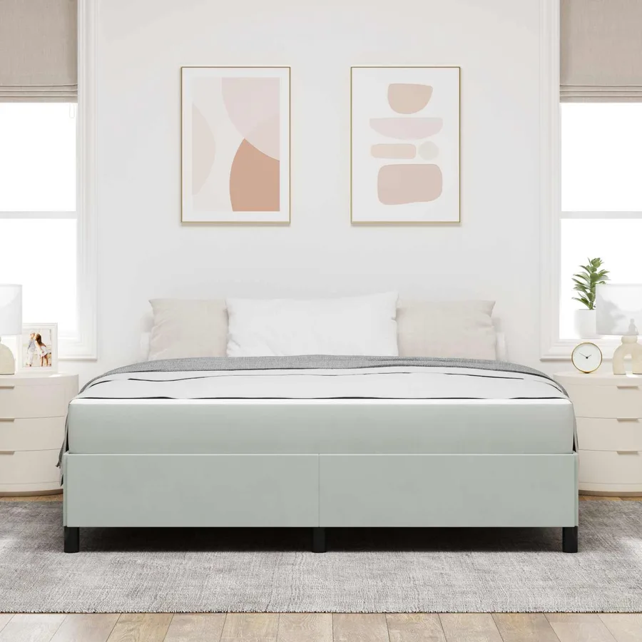 Cadre de lit avec matelas Gris clair 180 x 200 cm tissu - 4
