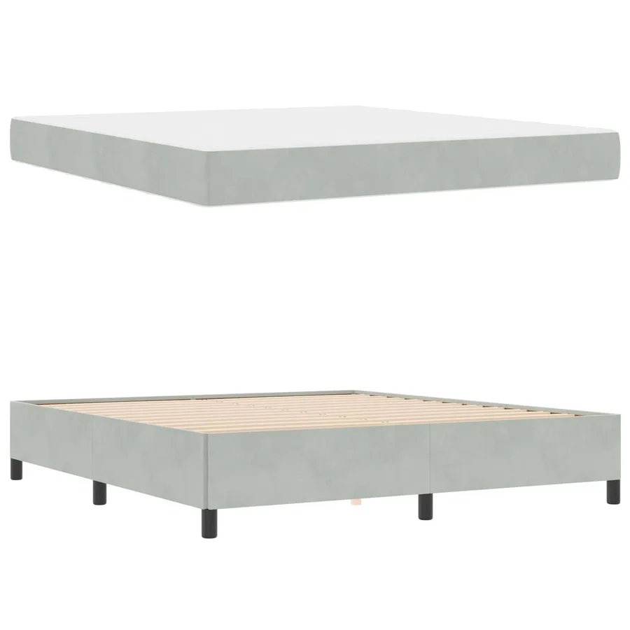 Cadre de lit avec matelas Gris clair 180 x 200 cm tissu - 5