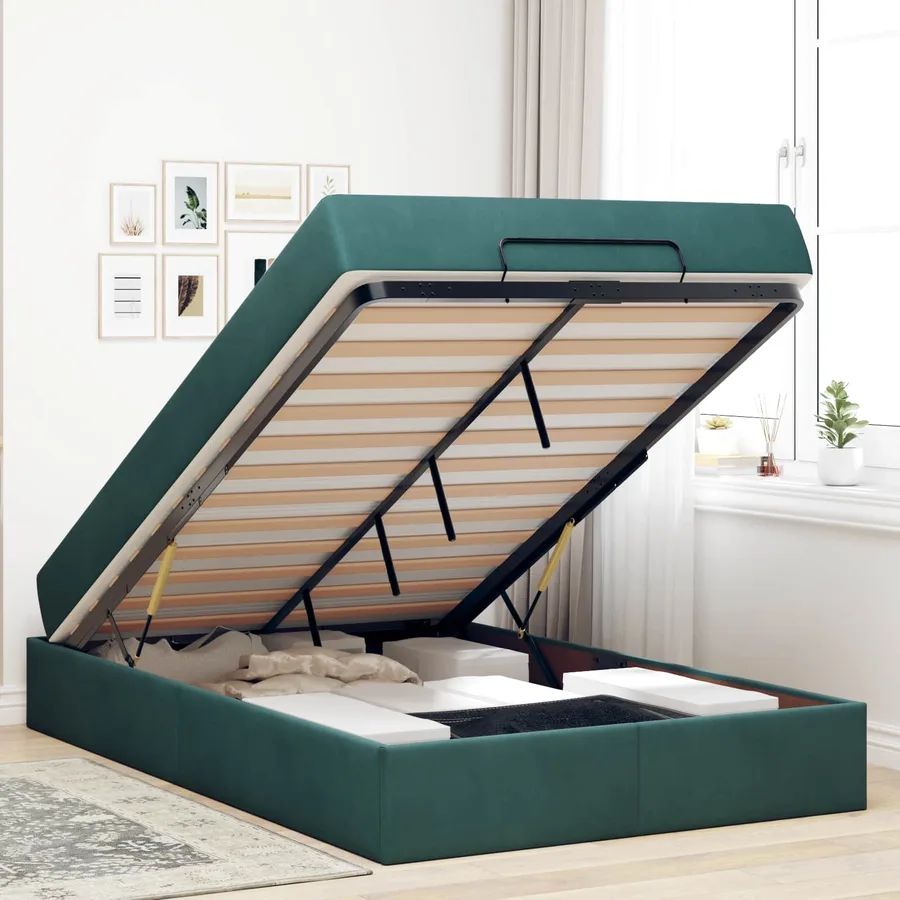 Cadre de lit avec matelas 2 pcs Vert Velours - 4