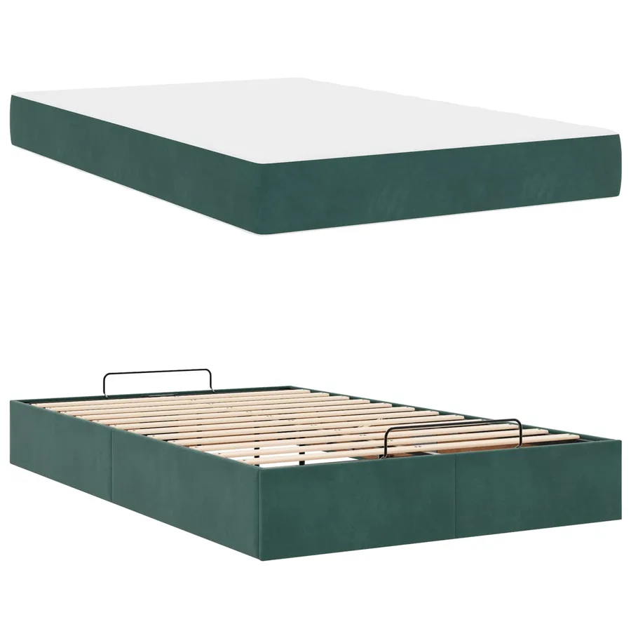 Cadre de lit avec matelas 2 pcs Vert Velours - 5