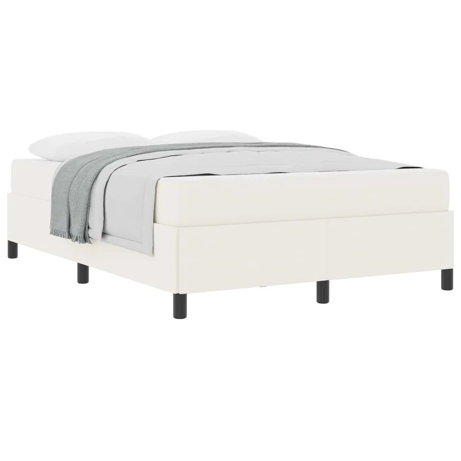 Cadre de lit avec matelas Crème 140 x 190 cm tissu - 2