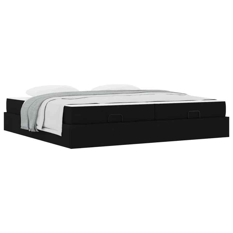 Cadre de lit avec matelas avec matelas 2 pcs Noir tissu - 3