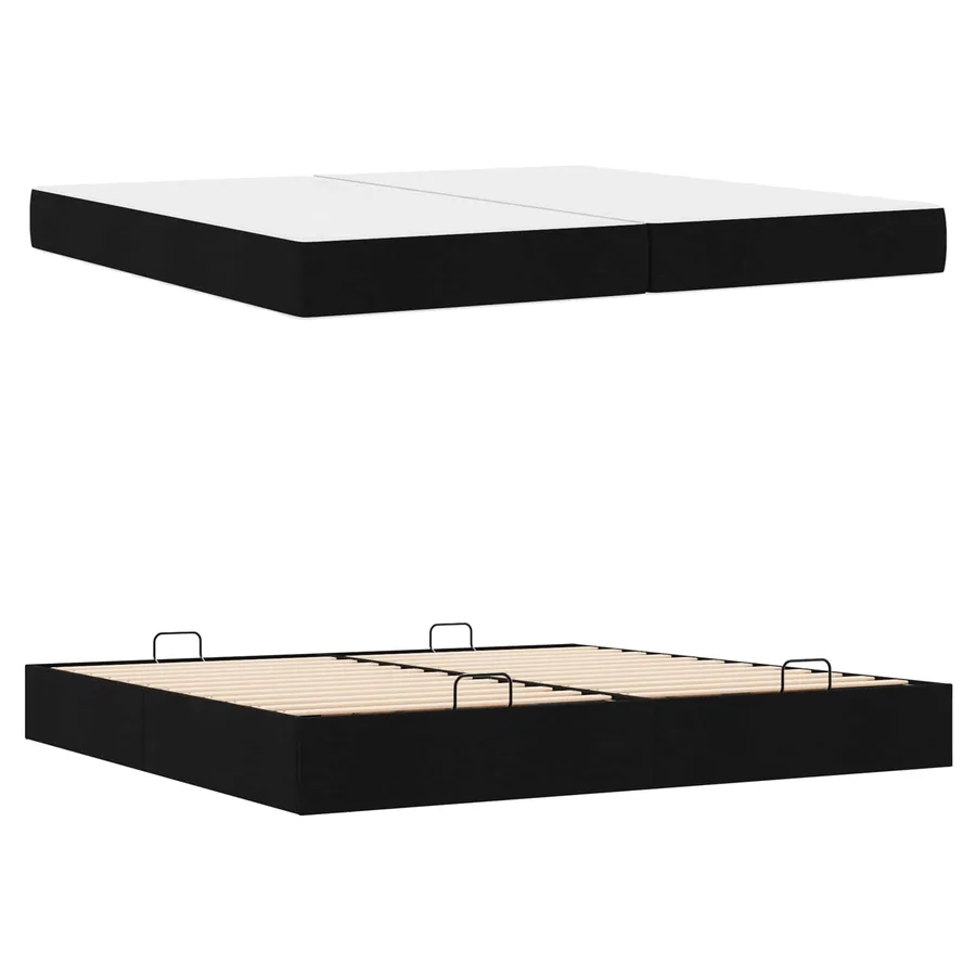 Cadre de lit avec matelas avec matelas 2 pcs Noir tissu - 5