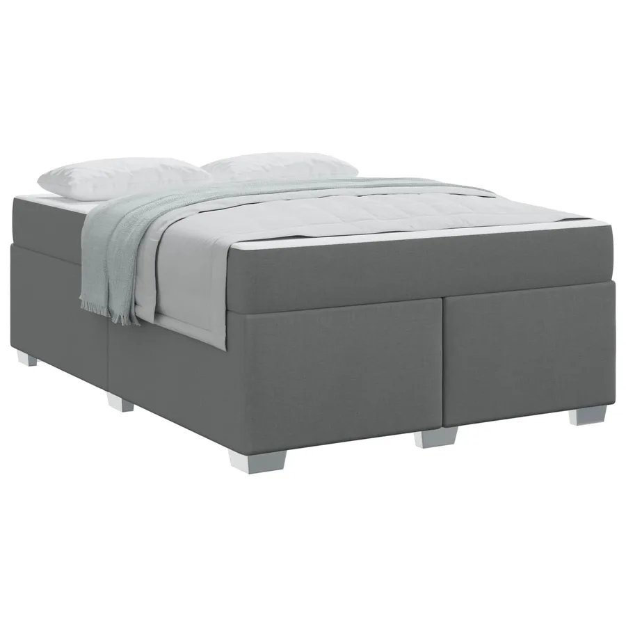 Cadre de lit avec matelas Gris foncé 160 x 200 cm tissu - 2