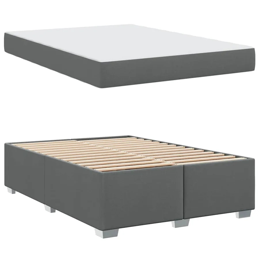 Cadre de lit avec matelas Gris foncé 140 x 200 cm tissu - 4