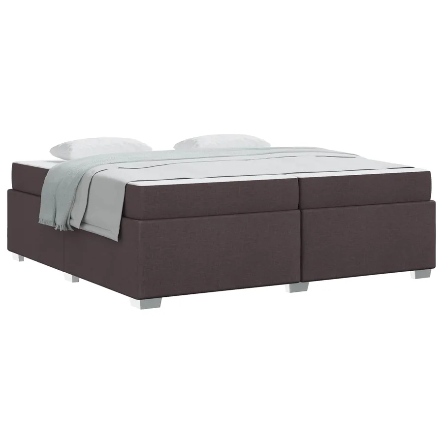 Cadre de lit avec matelas Marron foncé 200 x 200 cm tissu - 2