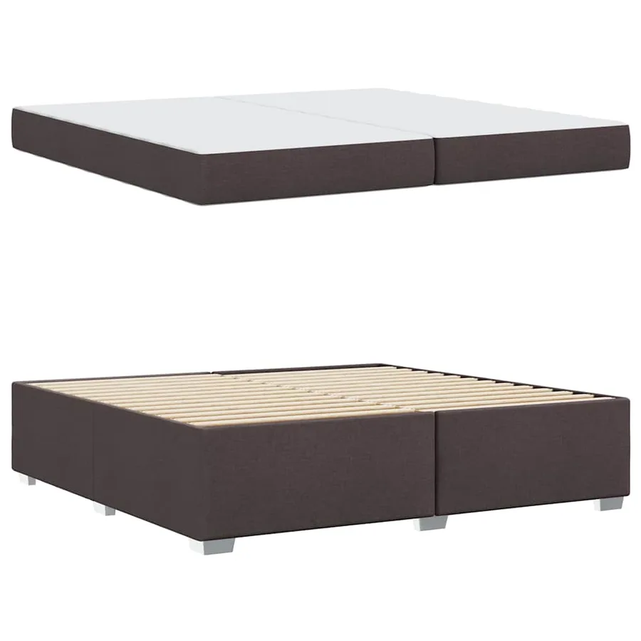Cadre de lit avec matelas Marron foncé 200 x 200 cm tissu - 4