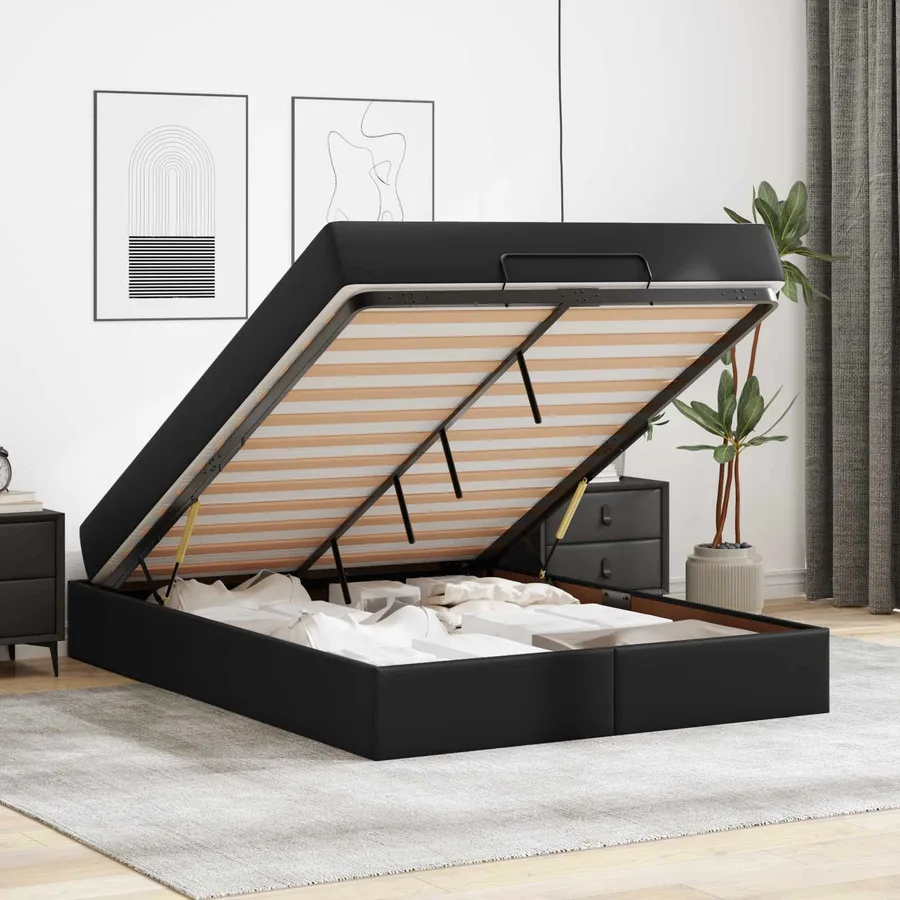 Cadre de lit avec matelas Autre 2 pcs Noir PVC - 4