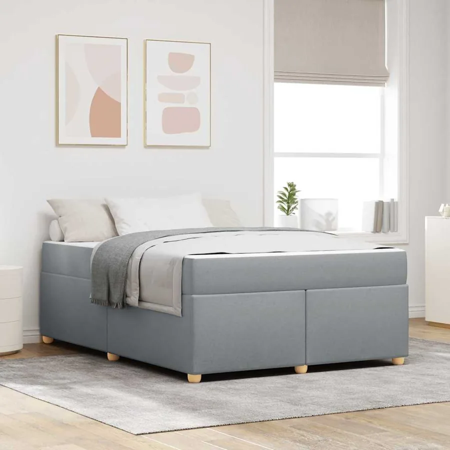 Cadre de lit avec matelas Gris clair 140 x 200 cm tissu