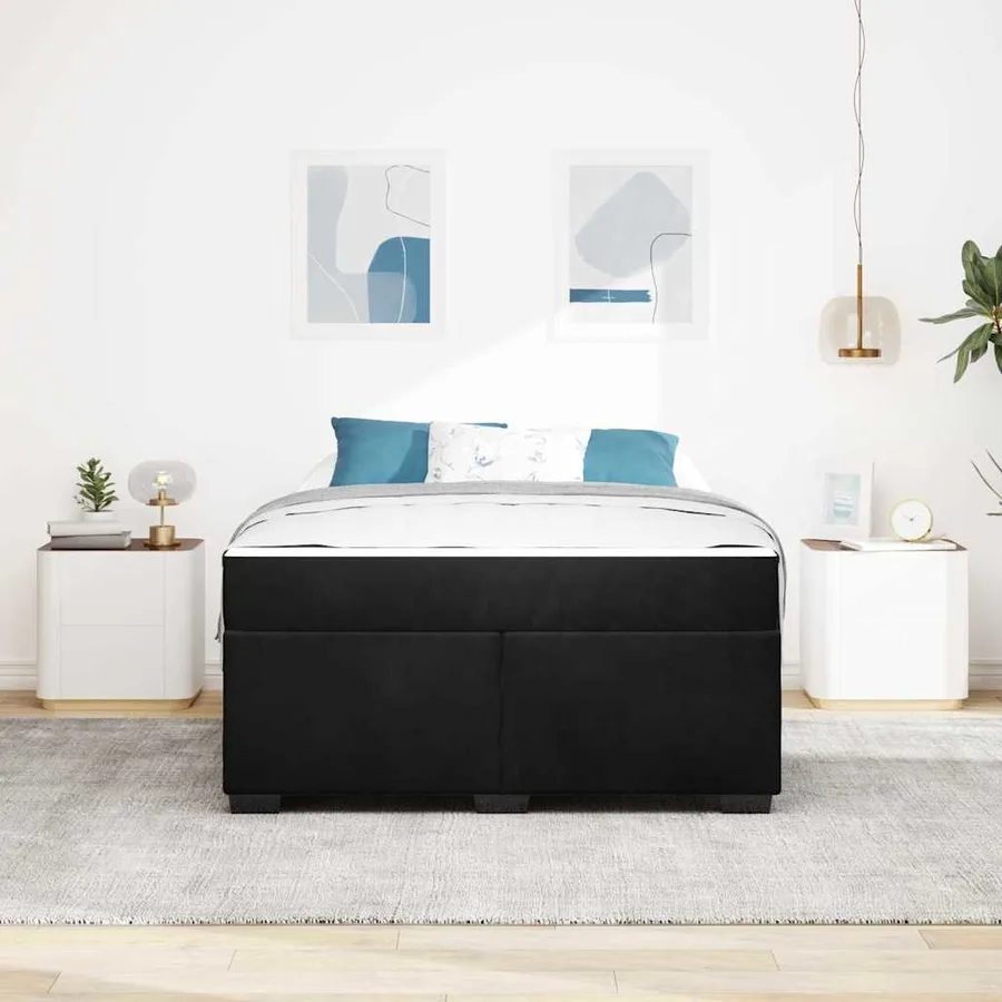 Cadre de lit avec matelas Noir 160 x 200 cm tissu - 3