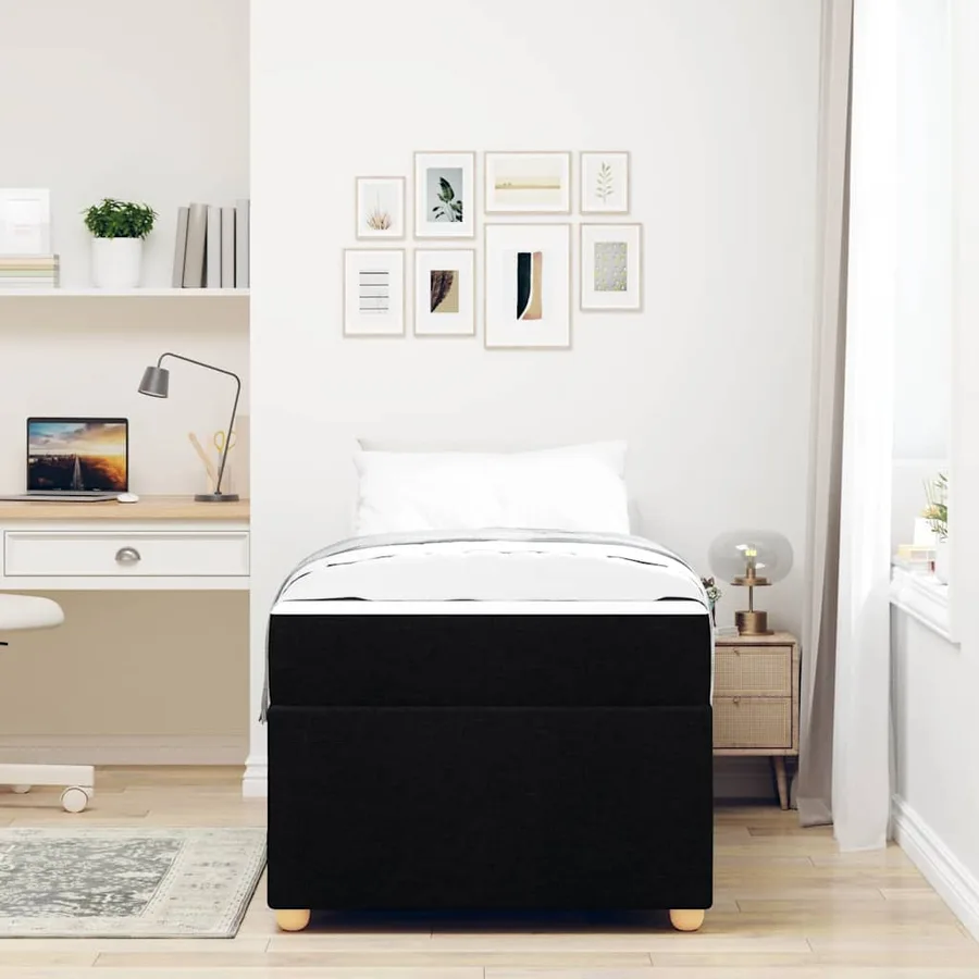 Cadre de lit avec matelas Noir 90 x 190 cm tissu - 3