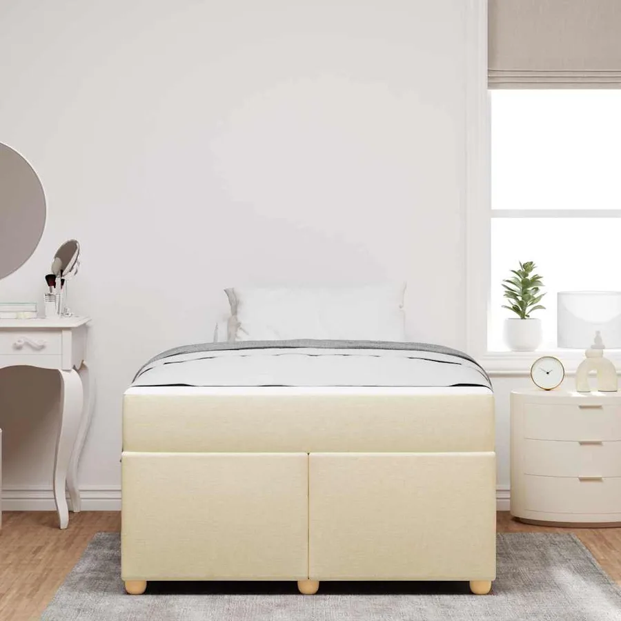 Cadre de lit avec matelas Crème 120 x 200 cm tissu - 3