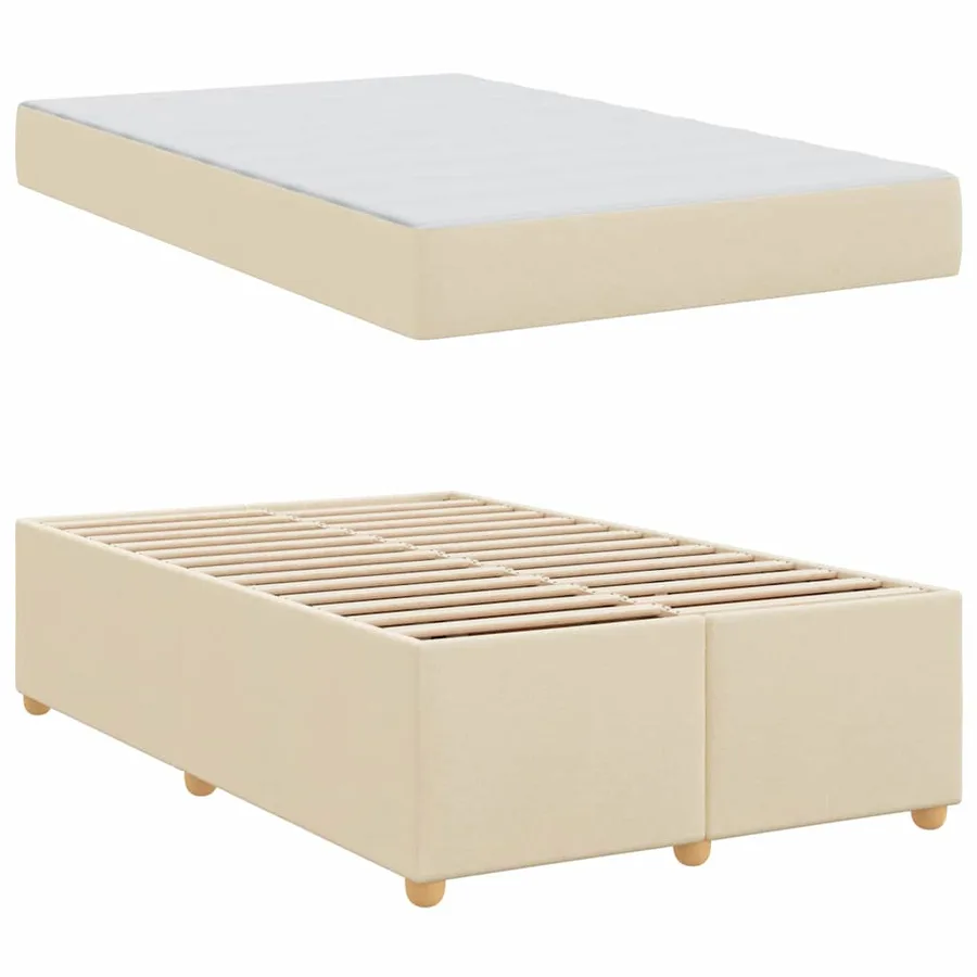 Cadre de lit avec matelas Crème 120 x 200 cm tissu - 4