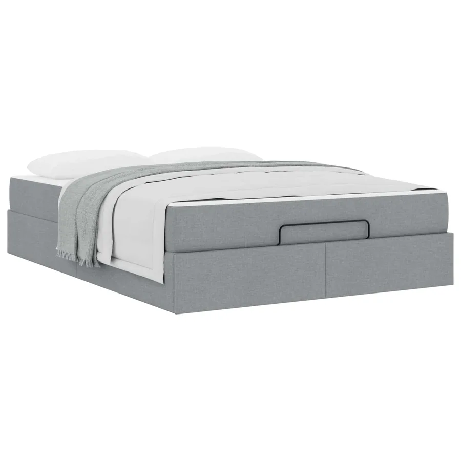 Cadre de lit avec matelas 2 pcs Gris clair tissu - 3