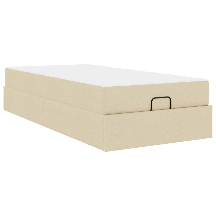Cadre de lit avec matelas 2 pcs Crème tissu - 2
