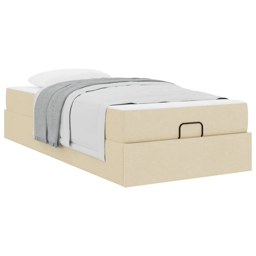 Cadre de lit avec matelas 2 pcs Crème tissu - 3