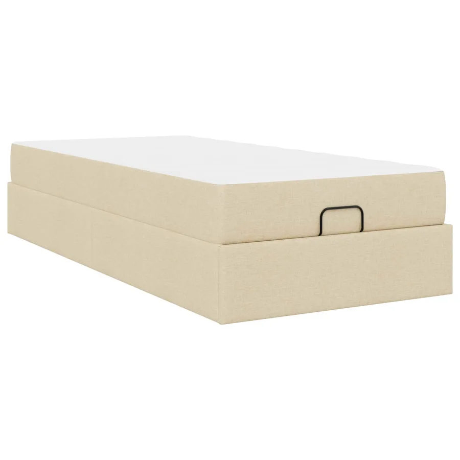 Cadre de lit avec matelas 2 pcs Crème tissu - 9