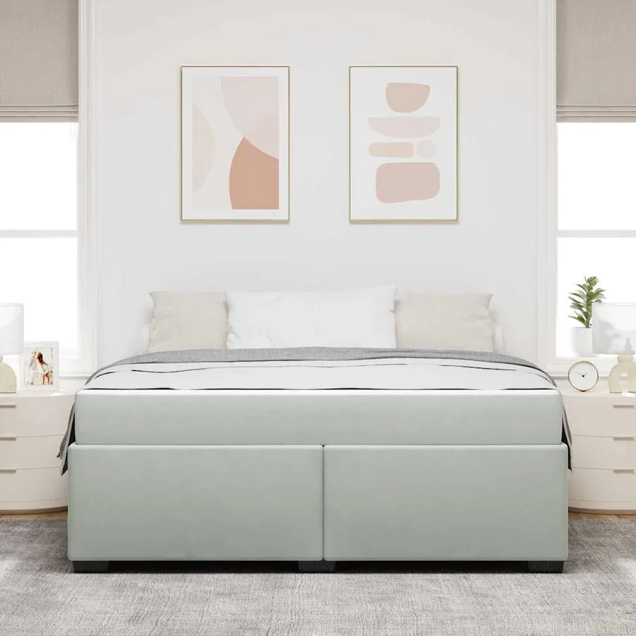 Cadre de lit avec matelas Gris clair 180 x 200 cm tissu - 3