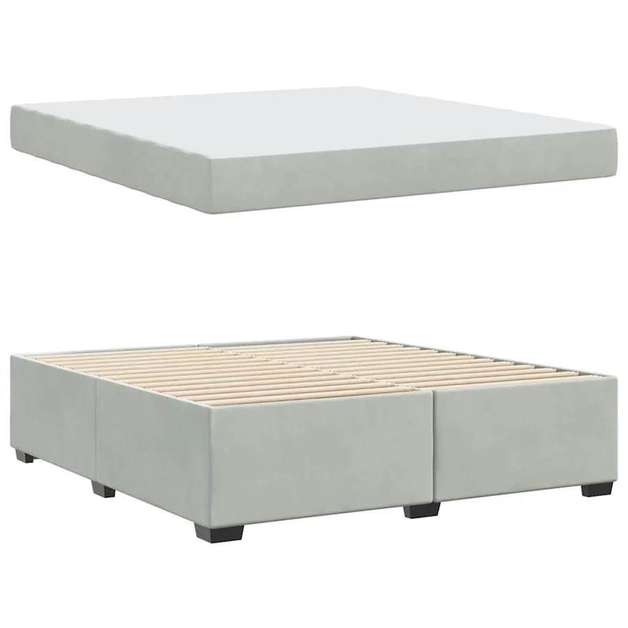 Cadre de lit avec matelas Gris clair 180 x 200 cm tissu - 4
