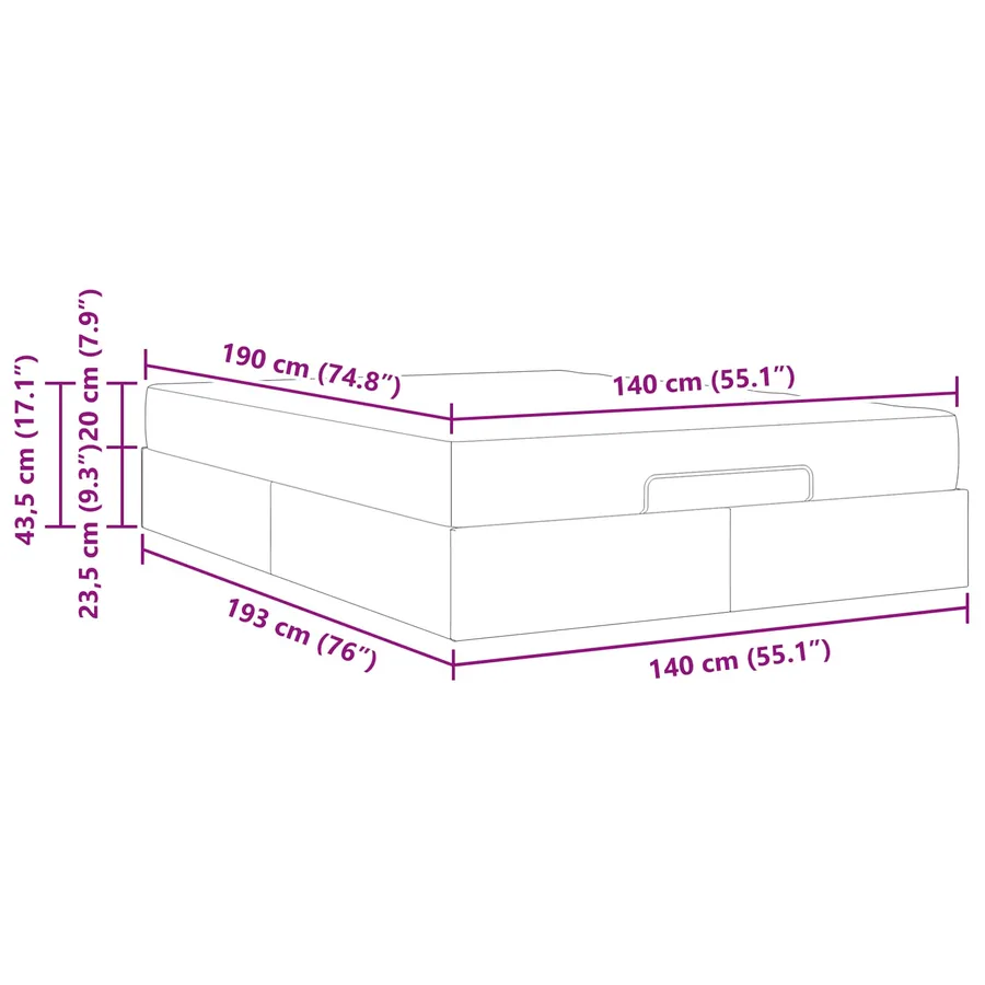 Cadre de lit avec matelas 2 pcs Tan tissu - 14