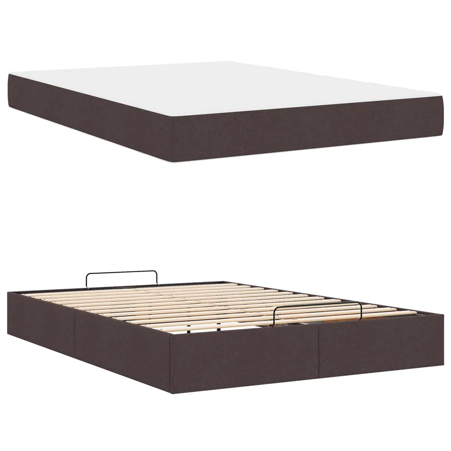 Cadre de lit avec matelas 2 pcs Tan tissu - 5