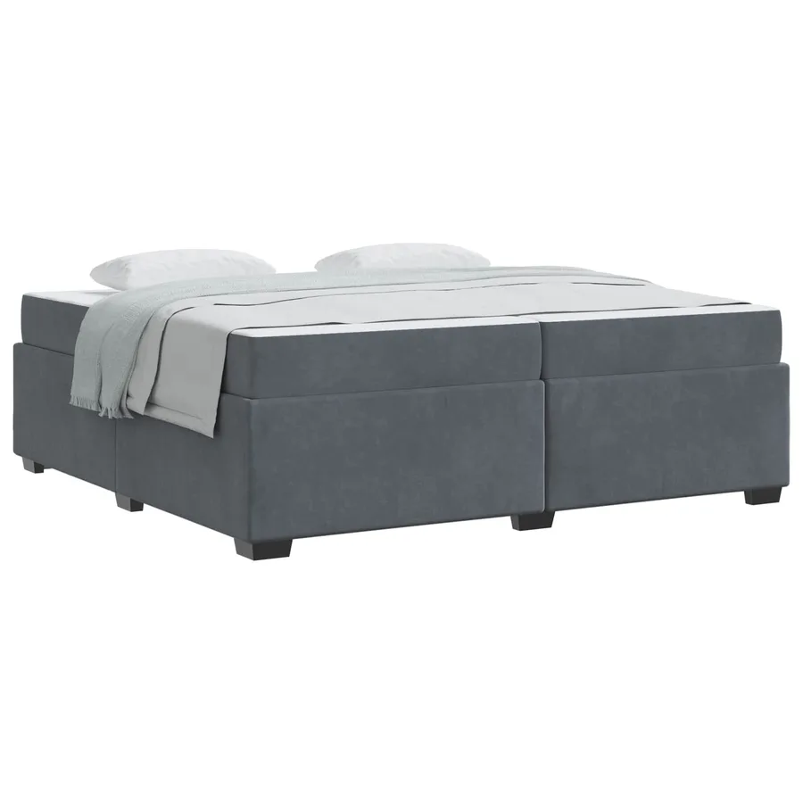 Cadre de lit avec matelas Gris foncé 200 x 200 cm tissu - 2