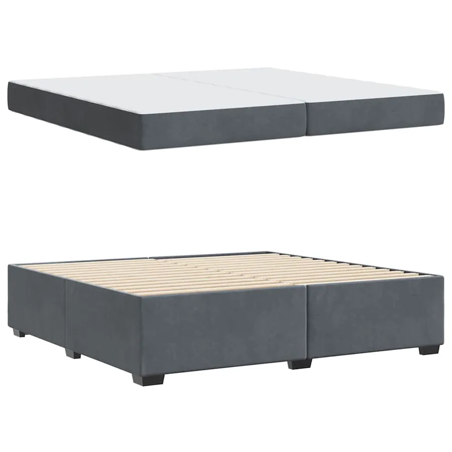 Cadre de lit avec matelas Gris foncé 200 x 200 cm tissu - 4