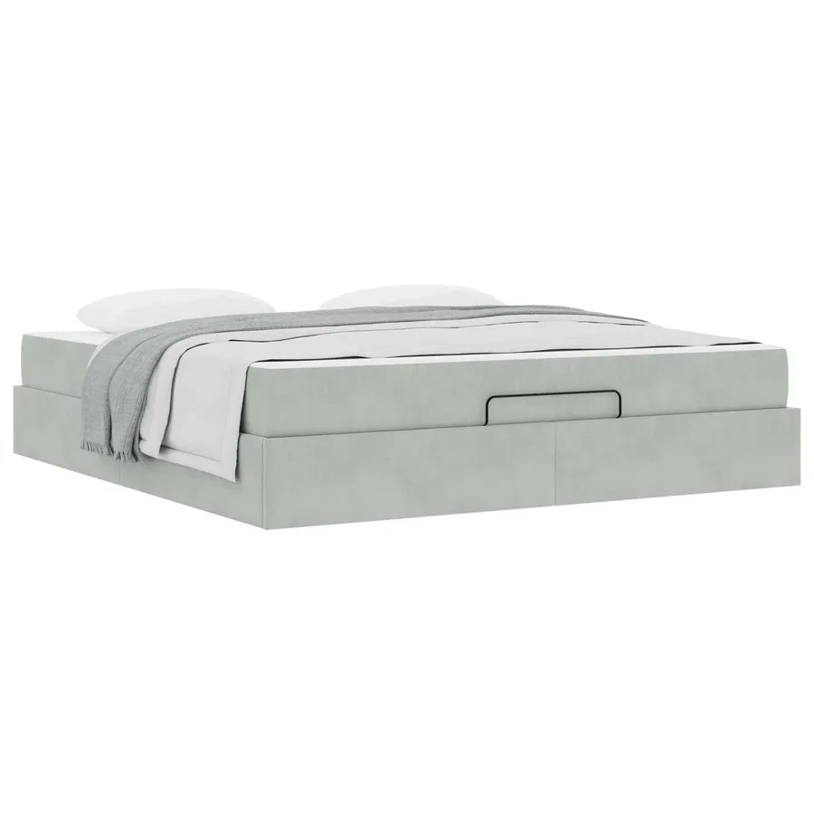 Cadre de lit avec matelas 2 pcs Gris clair Velours - 2