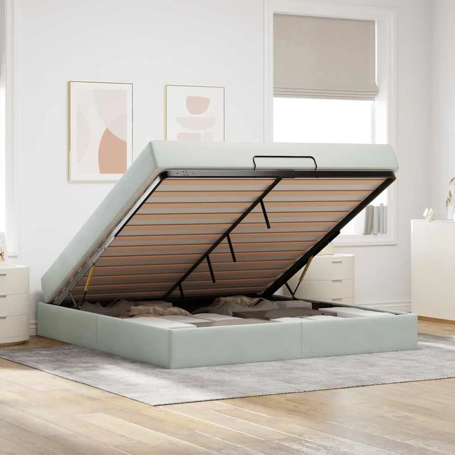 Cadre de lit avec matelas 2 pcs Gris clair Velours - 3