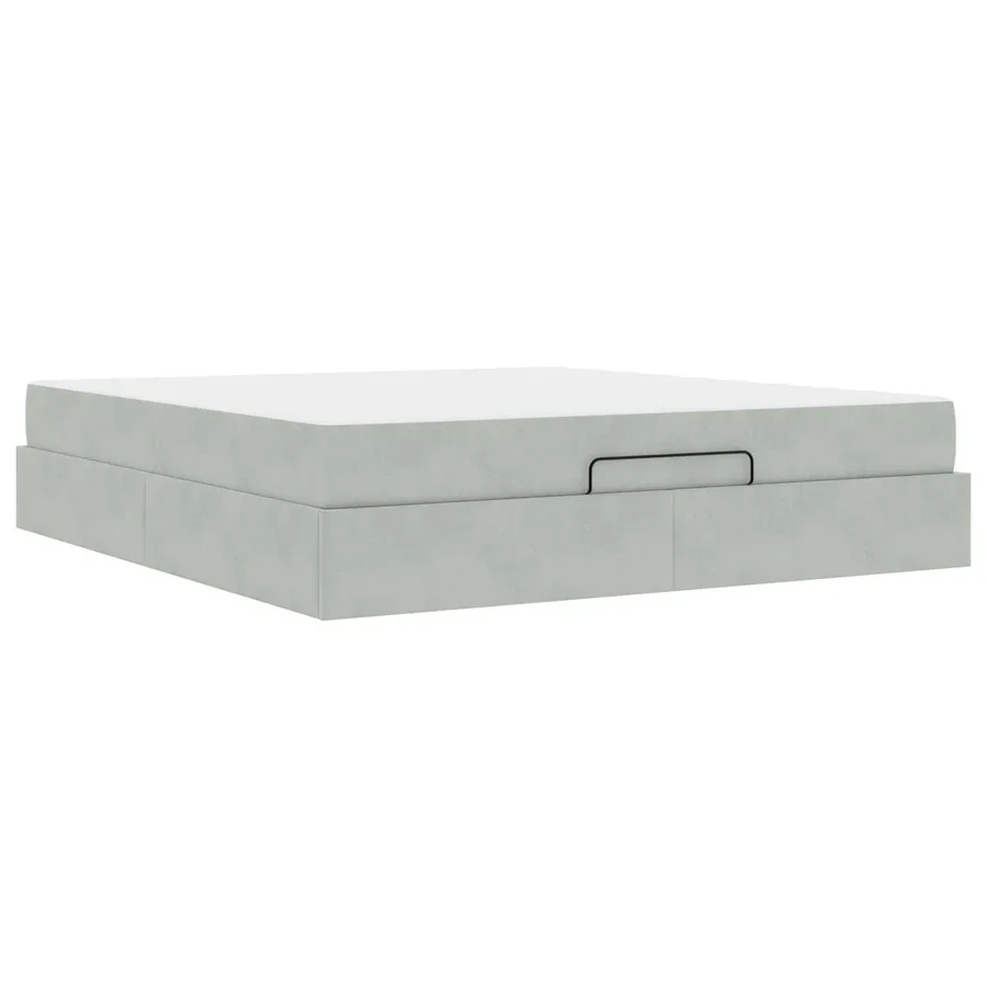 Cadre de lit avec matelas 2 pcs Gris clair Velours - 4