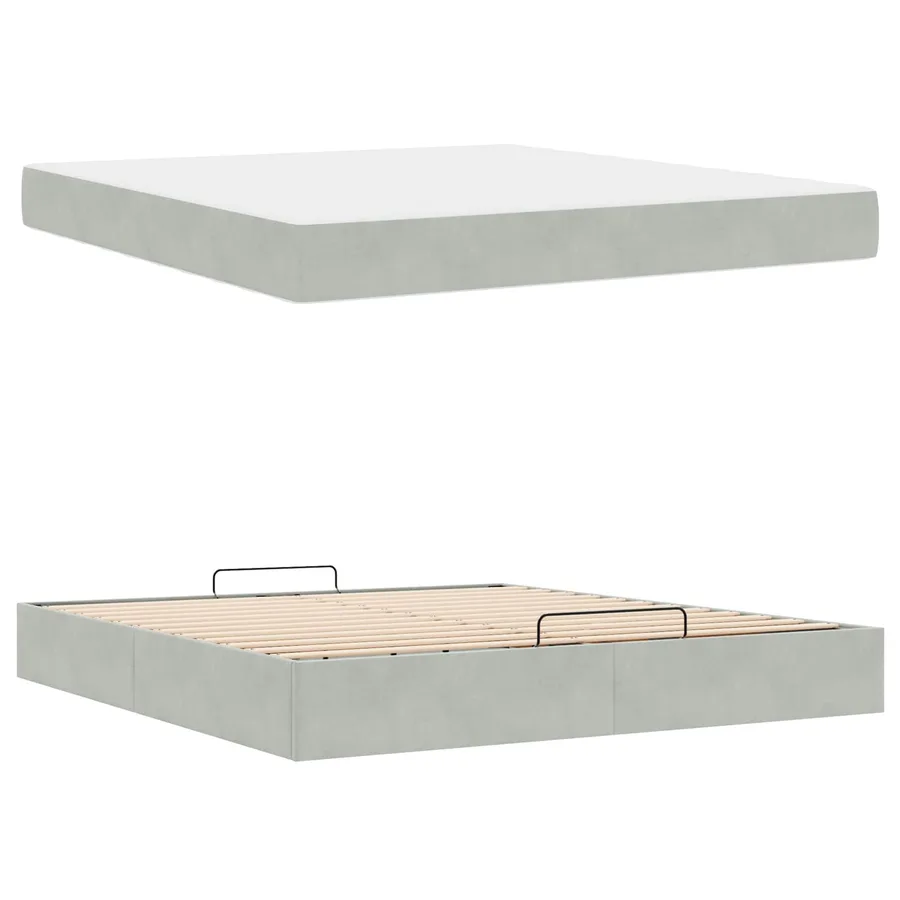 Cadre de lit avec matelas 2 pcs Gris clair Velours - 5