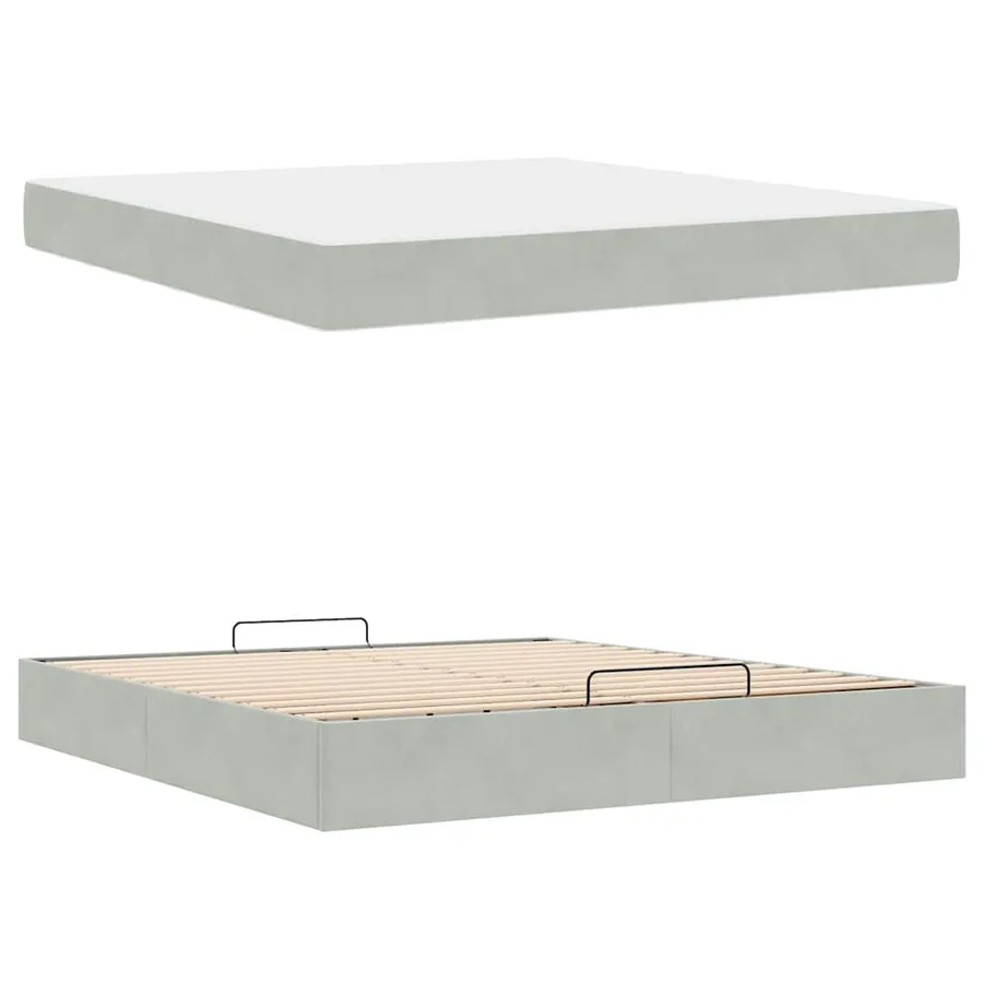 Cadre de lit avec matelas 2 pcs Gris clair Velours - 6