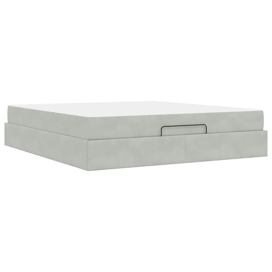 Cadre de lit avec matelas 2 pcs Gris clair Velours - 9