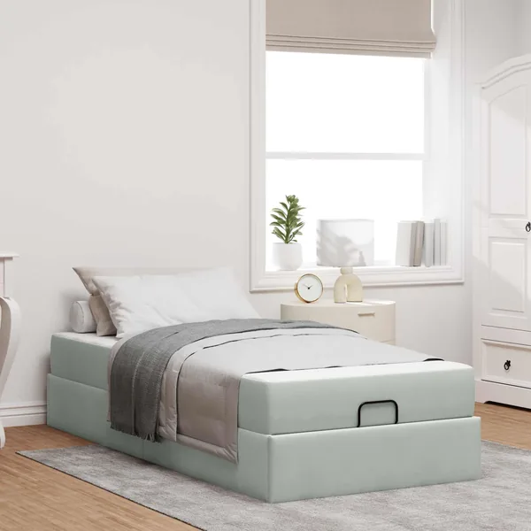 Cadre de lit avec matelas 2 pcs Gris clair Velours