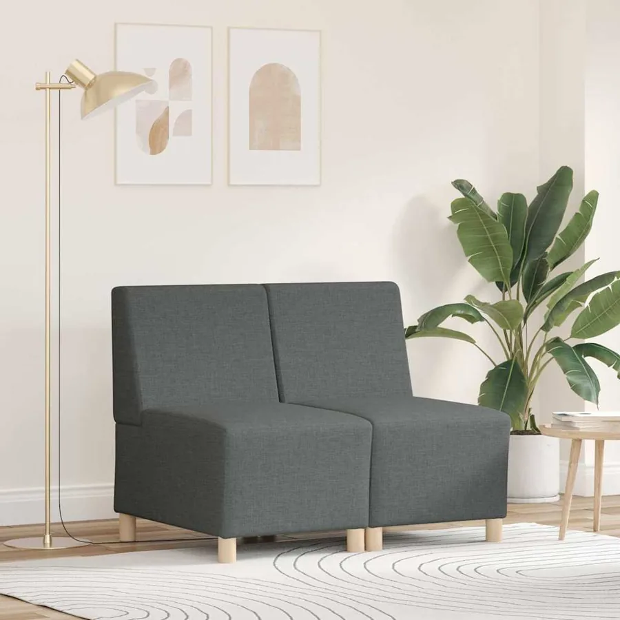 Unité de Sofa Modulaire Sans Accoudoirs 2 pcs Gris foncé