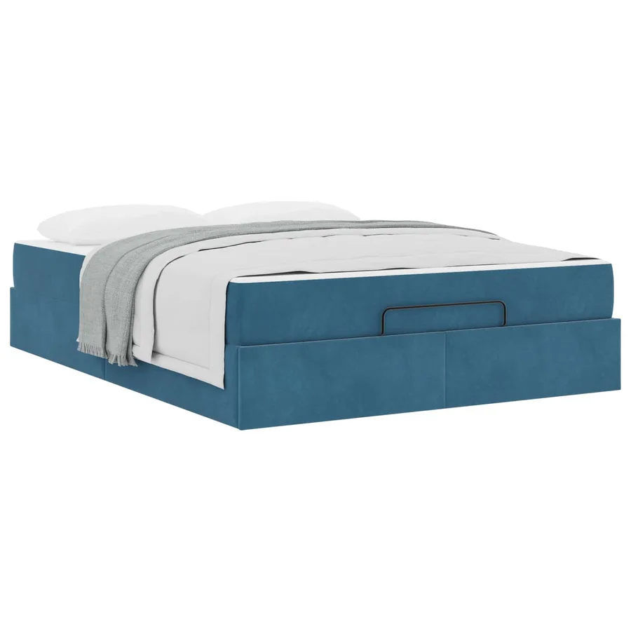 Cadre de lit avec matelas 2 pcs Bleu Velours - 3