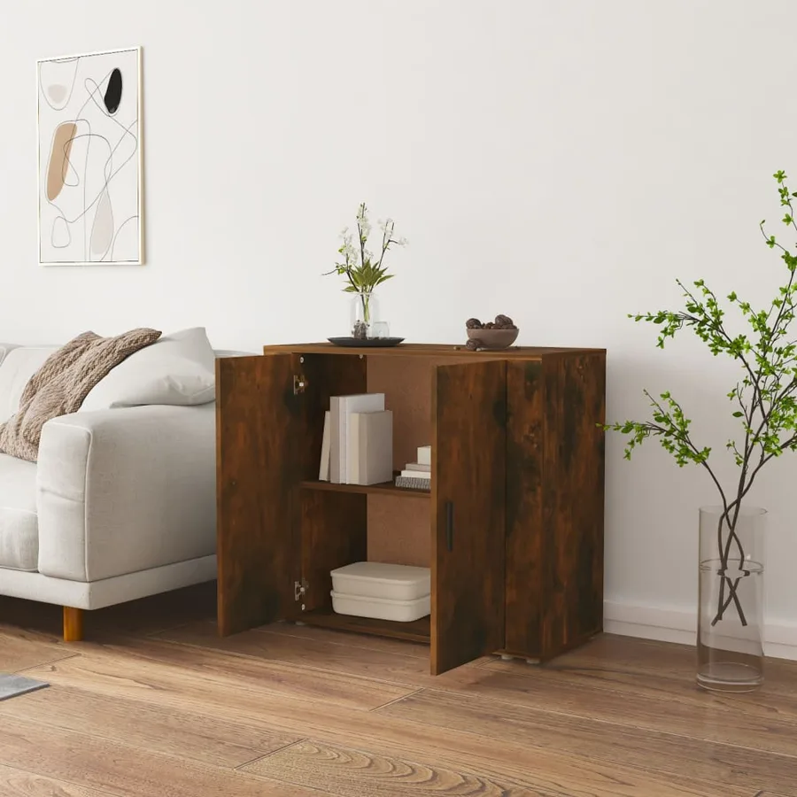 Buffet Chêne fumé 80x33x70 cm Bois d'ingénierie - 5