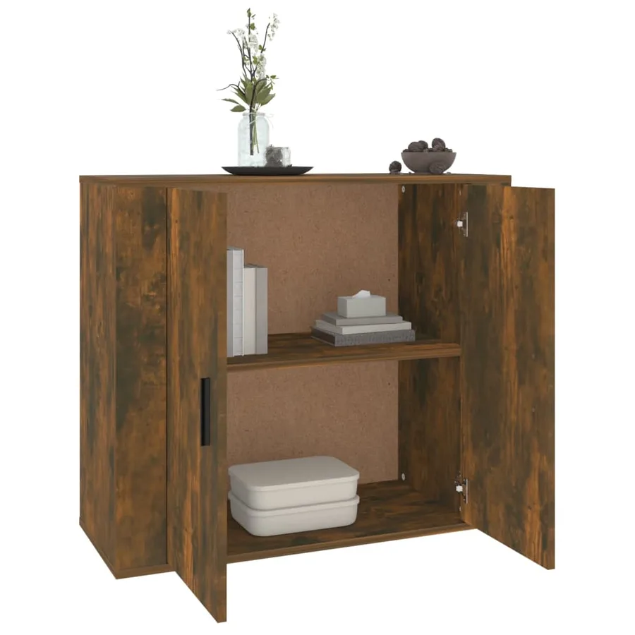 Buffet Chêne fumé 80x33x70 cm Bois d'ingénierie - 6