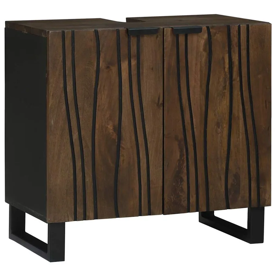 Meuble de Lavabo de Salle de Bain Noyer 62 x 33 x 58 cm - 2