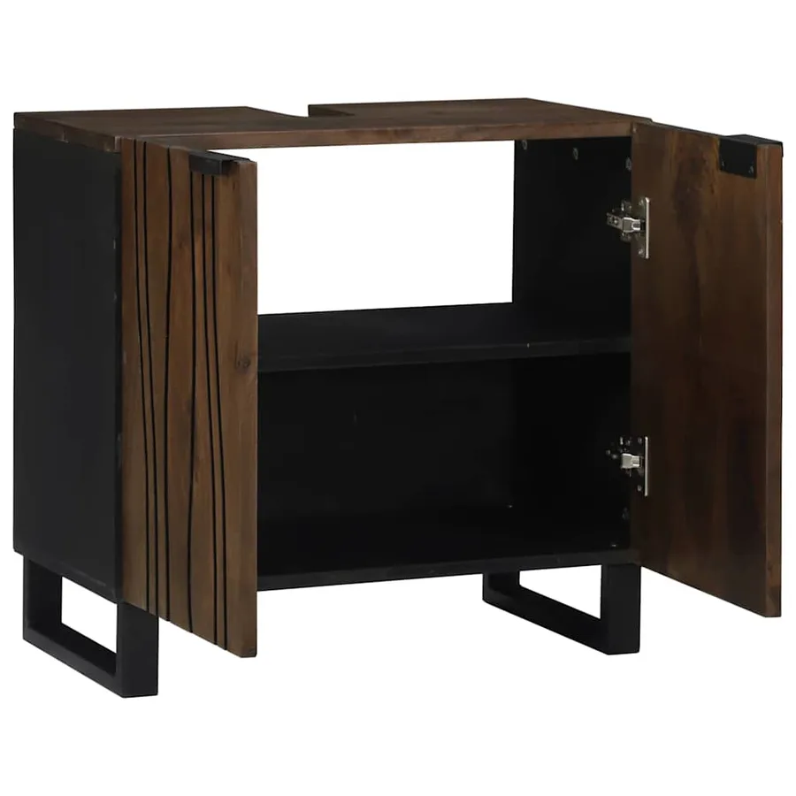 Meuble de Lavabo de Salle de Bain Noyer 62 x 33 x 58 cm - 3