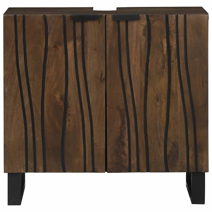 Meuble de Lavabo de Salle de Bain Noyer 62 x 33 x 58 cm - 4
