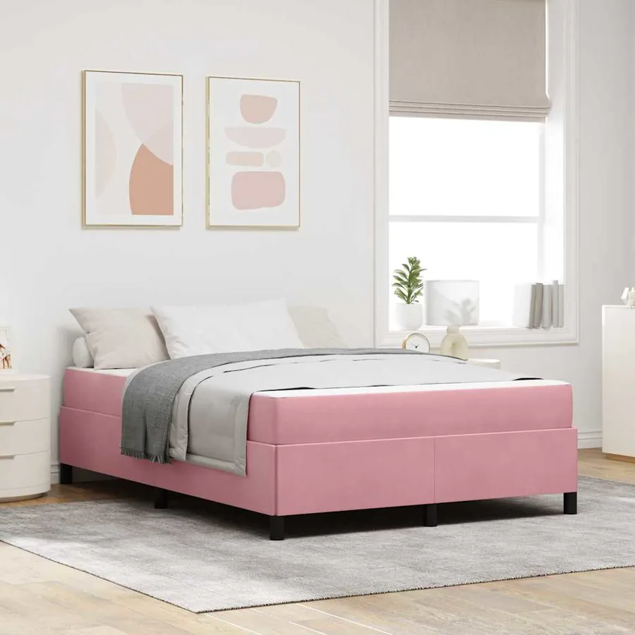 Cadre de lit avec matelas Rose 140 x 200 cm tissu