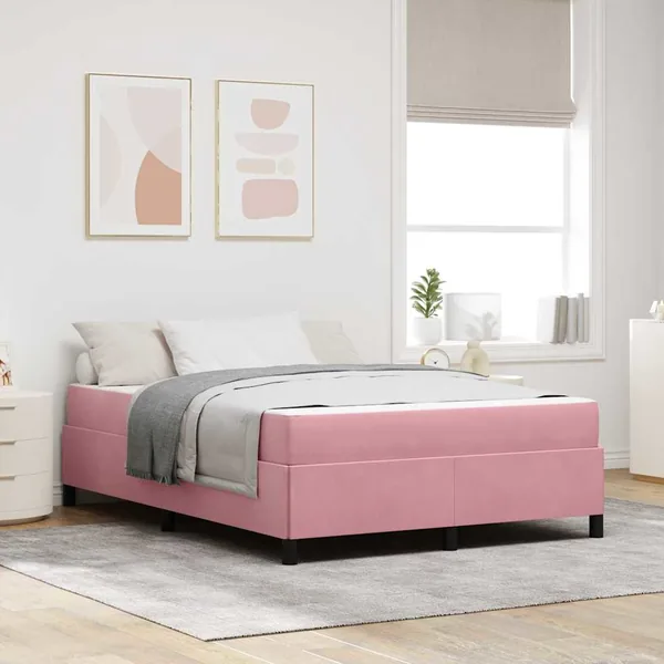Cadre de lit avec matelas Rose 140 x 200 cm tissu