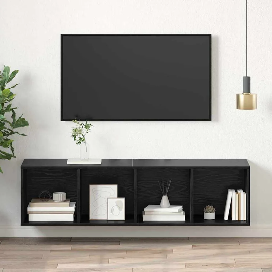 Ensemble meuble TV Montage mural Chêne noir 37 x 37 x 142,5 cm - 4