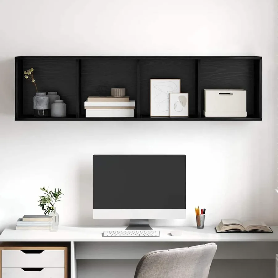 Ensemble meuble TV Montage mural Chêne noir 37 x 37 x 142,5 cm - 5