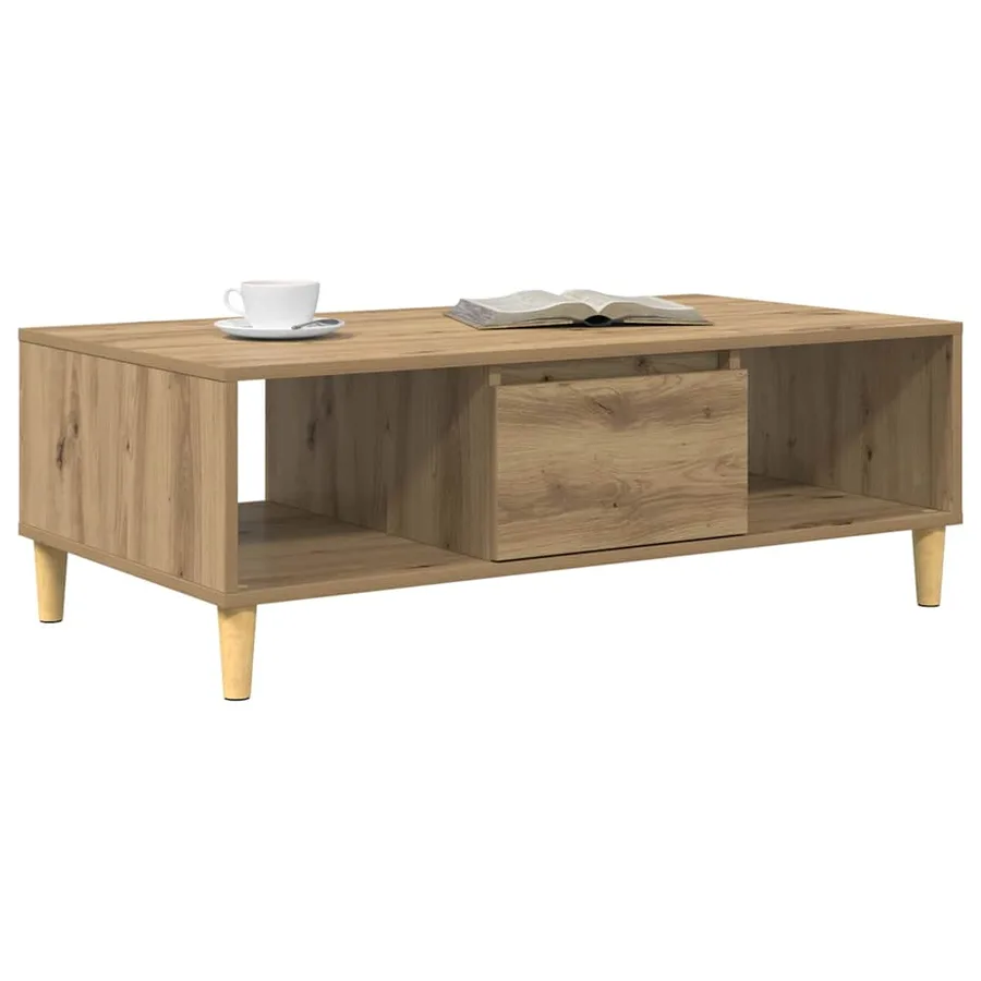 Table basse Chêne artisanal 102 x 55 x 35 cm Bois d'ingénierie - 3