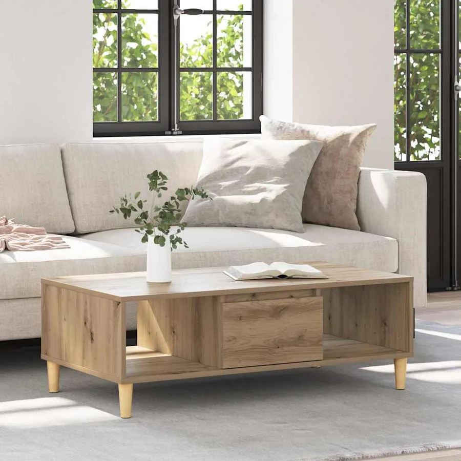 Table basse Chêne artisanal 102 x 55 x 35 cm Bois d'ingénierie - 4