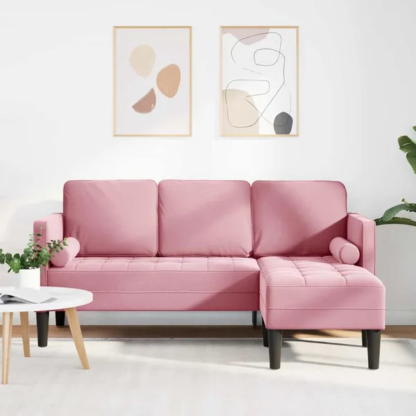 Ensemble de Canapés avec coussin Rose Polyester